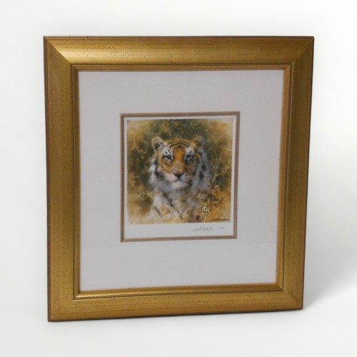 318 - David Shepherd OBE a signed limited edition 'Bengal Tiger' coloured print 15 x 15cm, numbered 31/100... 