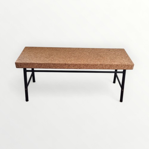 302 - Modern rectangular cork top bench on a metal frame. 45 x 103 x 33.5cm.