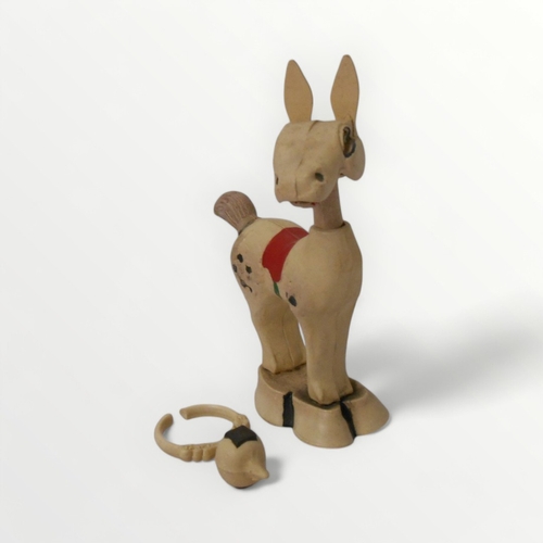 282 - 1950's Gantoy celluloid puppet donkey with magnetic turnip, that when presented to him either turns ... 