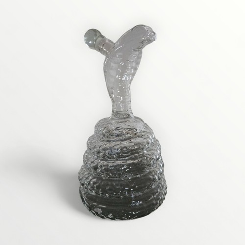 65 - Unusual glass 'Coiled Cobra' decanter with stopper, 24cm high. Shipping group (A).