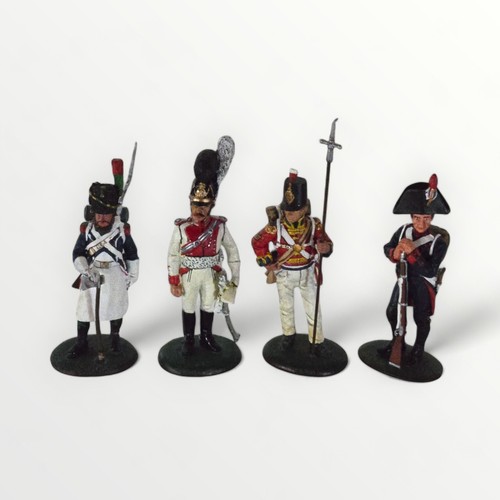 82 - A selection of Del Prado painted 'Napoleonic' soldiers, the flagbearer standing 11cm. Shipping group... 