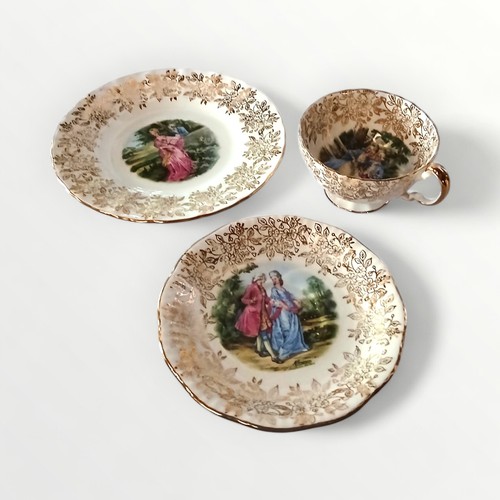 74 - Shelley porcelain 'Deco' trio and a pair of Aynsley trio's. Shipping group (A).