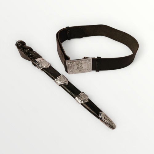 45 - Scottish Pipers belt and short sword, 29.5cm blade. Shipping group (A).