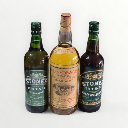 35A - Glenmorangie 10 year single malt whisky, 1L,  and Stones Ginger Wine (2) for a classic Whisky Mac co... 