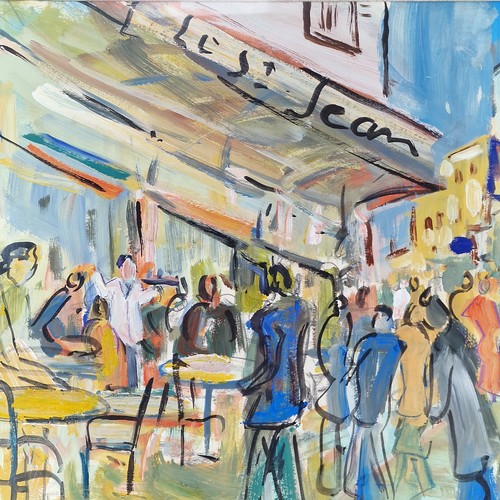 15 - Original Roland DuBuc (1924-1998) Signed French Street Scene 'Le St Jean' Gouache on paper 74 x 59cm