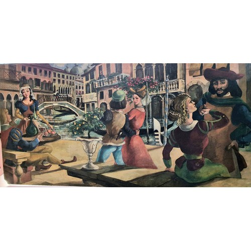 23 - Very Large Renainsance Style Painting - Oil on board of an Italian scene. Signed P Hornsey 1980.
244... 