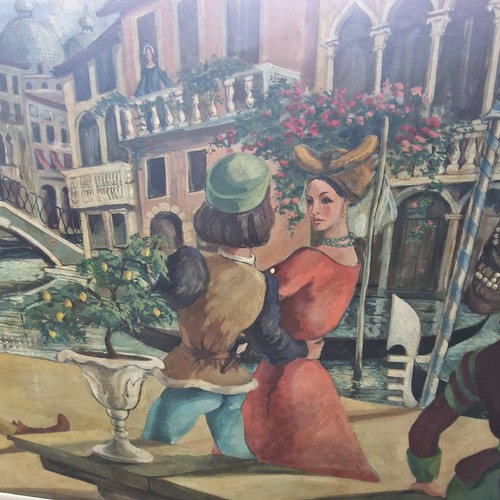 23 - Very Large Renainsance Style Painting - Oil on board of an Italian scene. Signed P Hornsey 1980.
244... 