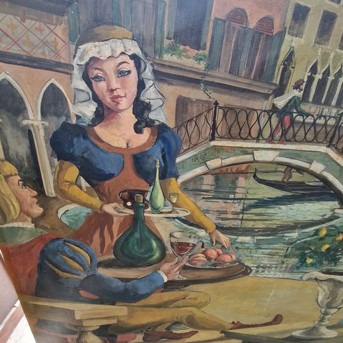 23 - Very Large Renainsance Style Painting - Oil on board of an Italian scene. Signed P Hornsey 1980.
244... 