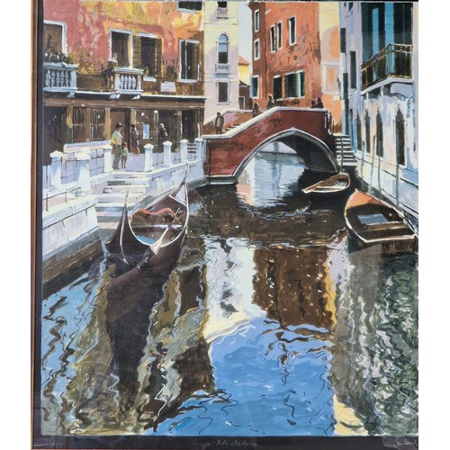31 - Limited Edition Hand Coloured Lithograph of Campo de la Maddalena in Venice - No.32 of 175. Signed b... 