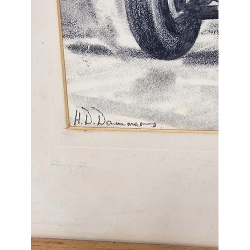 49 - a Rare Hand Drawn Pencil Sketch of a 1930's Austin Racing car, signed by artist. H.D  Dammers. A ski... 