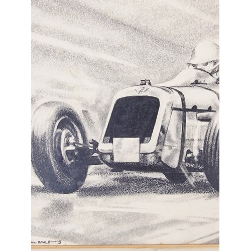 49 - a Rare Hand Drawn Pencil Sketch of a 1930's Austin Racing car, signed by artist. H.D  Dammers. A ski... 