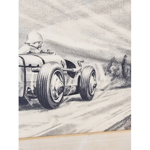 49 - a Rare Hand Drawn Pencil Sketch of a 1930's Austin Racing car, signed by artist. H.D  Dammers. A ski... 