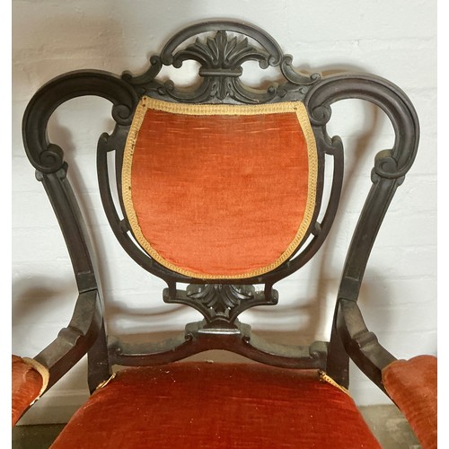 480 - Three Victorian Chairs - A recovered Dining Chair (Loose Joints), a chippendale style carver chair a... 