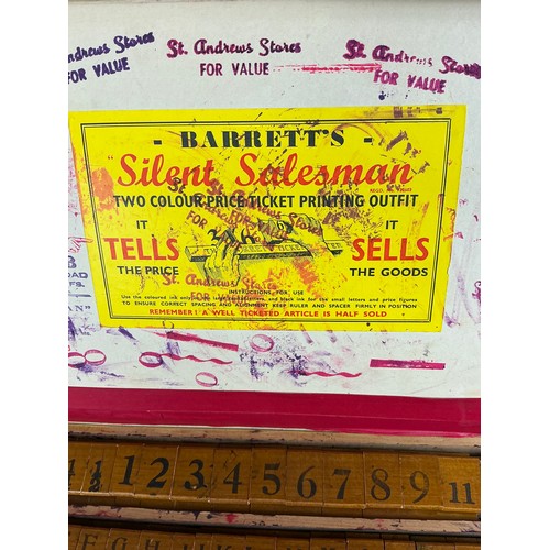 14 - Barrats Silent Salesman - Two colour Price Ticket Printing outfit, 