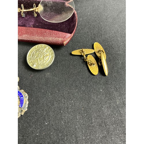 18 - Collection of Football Medals - together with a pocket compass, cased reading glasses and a minors t... 