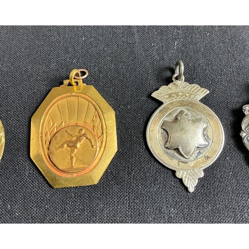 18 - Collection of Football Medals - together with a pocket compass, cased reading glasses and a minors t... 