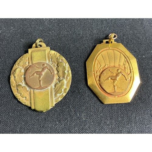 18 - Collection of Football Medals - together with a pocket compass, cased reading glasses and a minors t... 