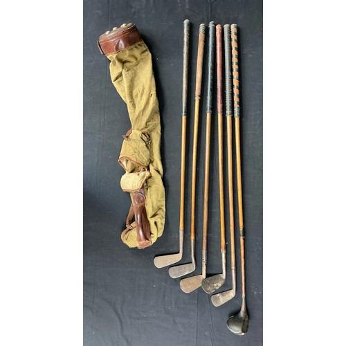 22 - Six Hickory Shaft Golf Clubs - Mixed makes including Marriot. good conditon in canvas bag

Collectio... 