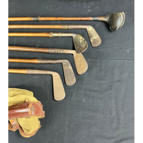 22 - Six Hickory Shaft Golf Clubs - Mixed makes including Marriot. good conditon in canvas bag

Collectio... 