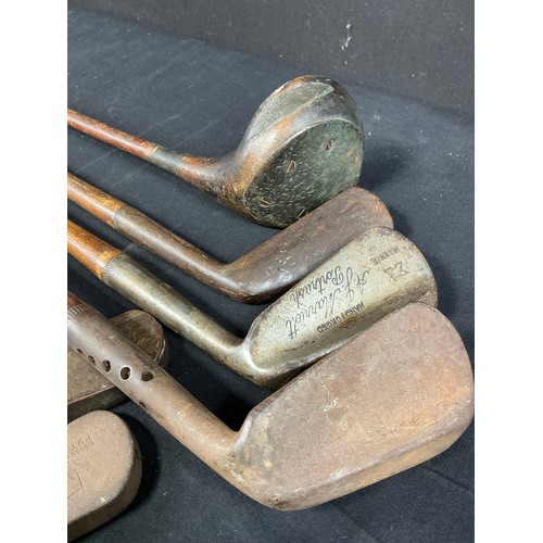 22 - Six Hickory Shaft Golf Clubs - Mixed makes including Marriot. good conditon in canvas bag

Collectio... 