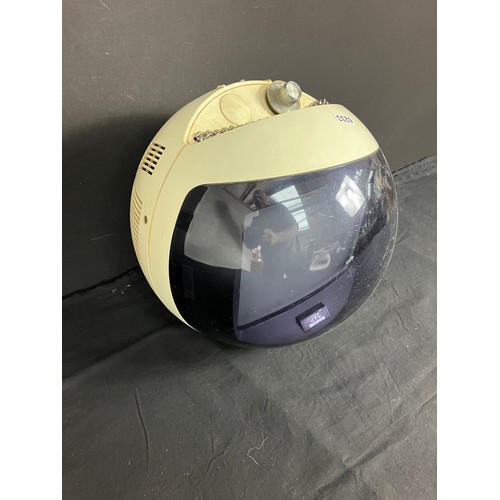 25 - JVC Videosphere vintage TV - 1970's TV modeled on a space helmet, with chain for hanging but lacking... 