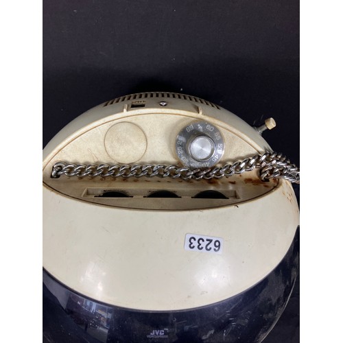 25 - JVC Videosphere vintage TV - 1970's TV modeled on a space helmet, with chain for hanging but lacking... 