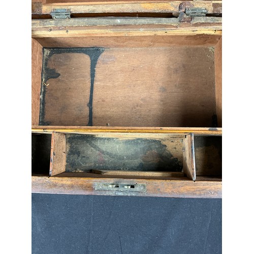 26 - Rosewood Writing Slope and a cigar box - a rosewood and brass bound writing slope, in need of some r... 