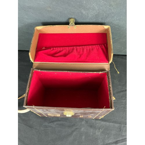 35 - Leather Carry Case - hard framed carry case/camera bag with leather strap, working catch. 29 x 15 x2... 