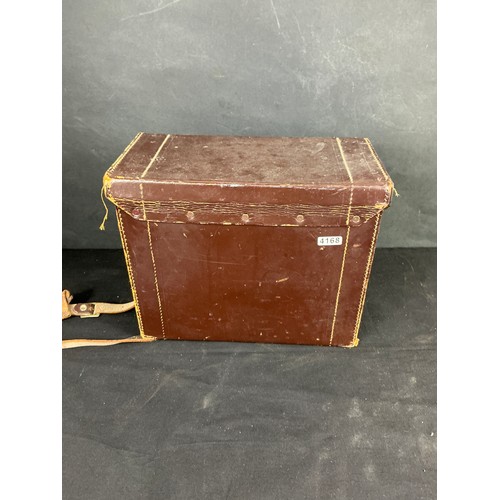 35 - Leather Carry Case - hard framed carry case/camera bag with leather strap, working catch. 29 x 15 x2... 