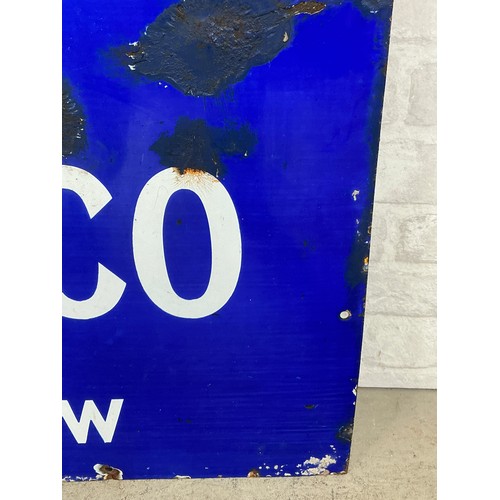 38 - Blue Bell Tobacco Enamel Sign - Period enamel sign on steel. Solid conditon with nice wear, drilled.... 