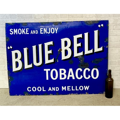 38 - Blue Bell Tobacco Enamel Sign - Period enamel sign on steel. Solid conditon with nice wear, drilled.... 