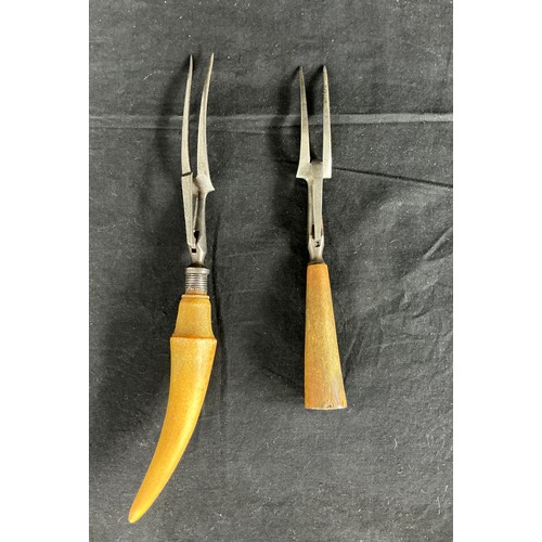 60 - Silver Collared Carving Fork - One silver collared, bone handled fork together with another non coll... 