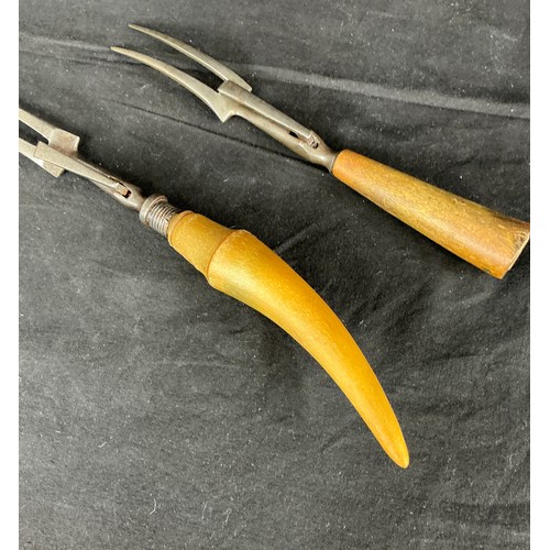60 - Silver Collared Carving Fork - One silver collared, bone handled fork together with another non coll... 
