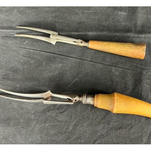 60 - Silver Collared Carving Fork - One silver collared, bone handled fork together with another non coll... 