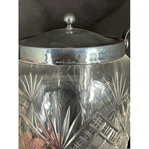 61 - Collection of Silver Plate and Stainless Steel - small group of cutlery, a biscuit barrel and two tr... 