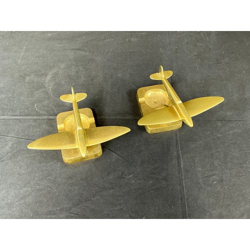 54 - Two Brass Supermarine Ash Trays - together with a large brass eagle

Postage band B