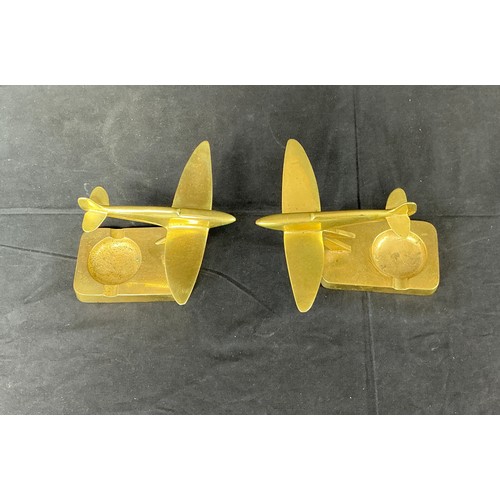 54 - Two Brass Supermarine Ash Trays - together with a large brass eagle

Postage band B