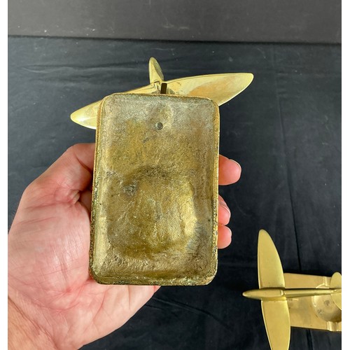 54 - Two Brass Supermarine Ash Trays - together with a large brass eagle

Postage band B