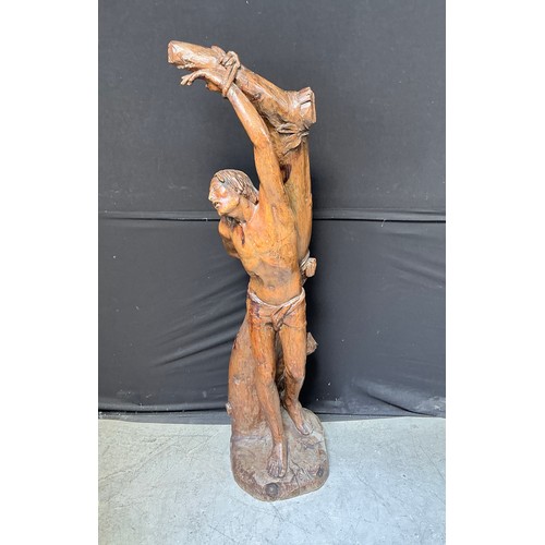 15 - Large Wooden Hand Carved Saint Sebastian - 114cmH carved from Olive wood, late 20th century

Colleci... 