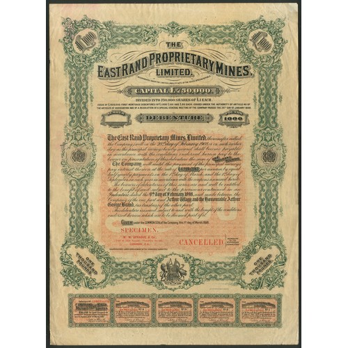 188 - South Africa: East Rand Proprietary Mines Ltd., specimen debenture for £1000, 1898, large format, gr... 