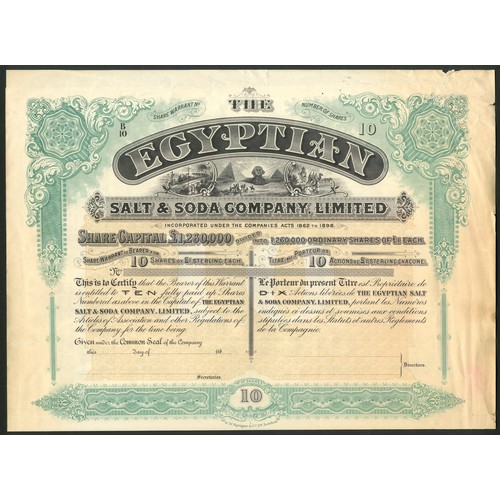 144 - Egypt: Egyptian Salt & Soda Company Limited, unissued certificate for 10 shares of £1, 19- (circ... 