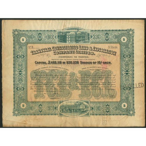 226 - South Africa: Transvaal Consolidated Land & Exploration Co. Ltd., 5 shares, 19- (circa 1925), ca... 