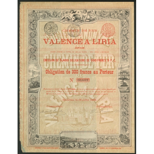 309 - Spain: Chemin de Fer de Valence a Liria, a group of 5 x 'action privilégiée', 188[3], ... 