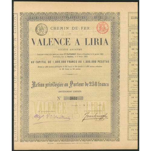 309 - Spain: Chemin de Fer de Valence a Liria, a group of 5 x 'action privilégiée', 188[3], ... 