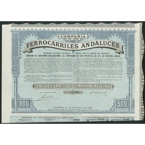 314 - Spain: Cia de los Ferro-Carriles Andaluces, a good collection of bonds from the 1880 issue, 3 exampl... 