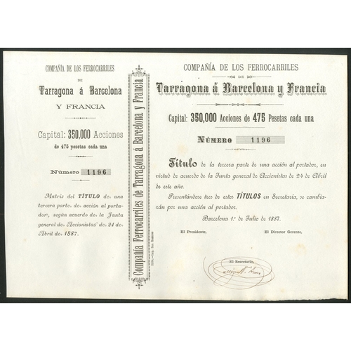 335 - Spain: A group of Railway and Tramway certificates from Catalonia. Includes Ferrocarriles de Tarrago... 