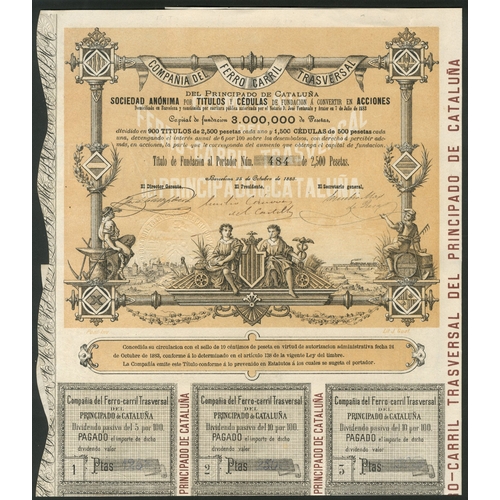 335 - Spain: A group of Railway and Tramway certificates from Catalonia. Includes Ferrocarriles de Tarrago... 