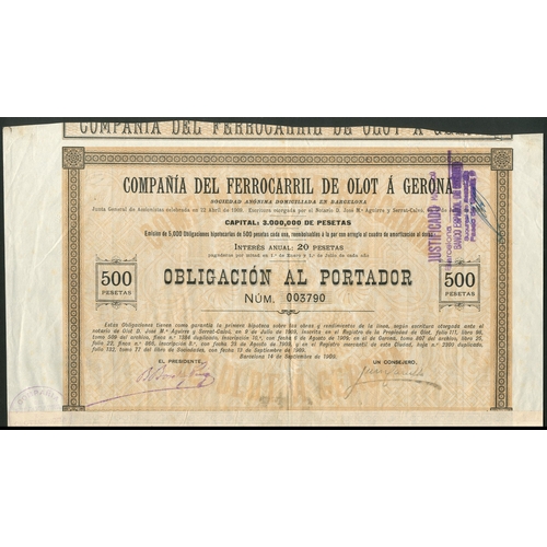 335 - Spain: A group of Railway and Tramway certificates from Catalonia. Includes Ferrocarriles de Tarrago... 