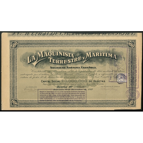 335 - Spain: A group of Railway and Tramway certificates from Catalonia. Includes Ferrocarriles de Tarrago... 