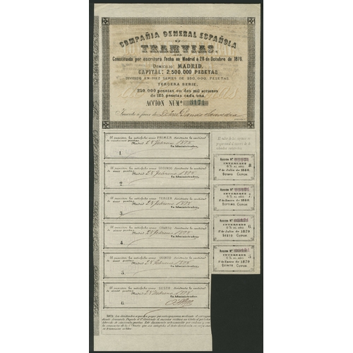 321 - Spain: Compañia General Española de Tramvias, a pair of certificates for 125 peseta sh... 